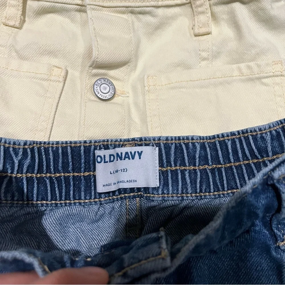 Girls Old Navy Blue denim and yellow Button‎ Skirt Set 10